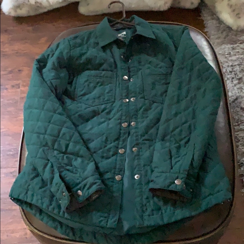 Green quilted long sleeve button up